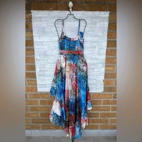 SUKISO WOMEN'S JULIET HIGH TO LOW DRESS IN RAINBOW SNAKESKIN LARGE - Picture 9 of 14